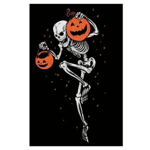 Halloween‎ Skeleton Pumpkin metal wall decor sign